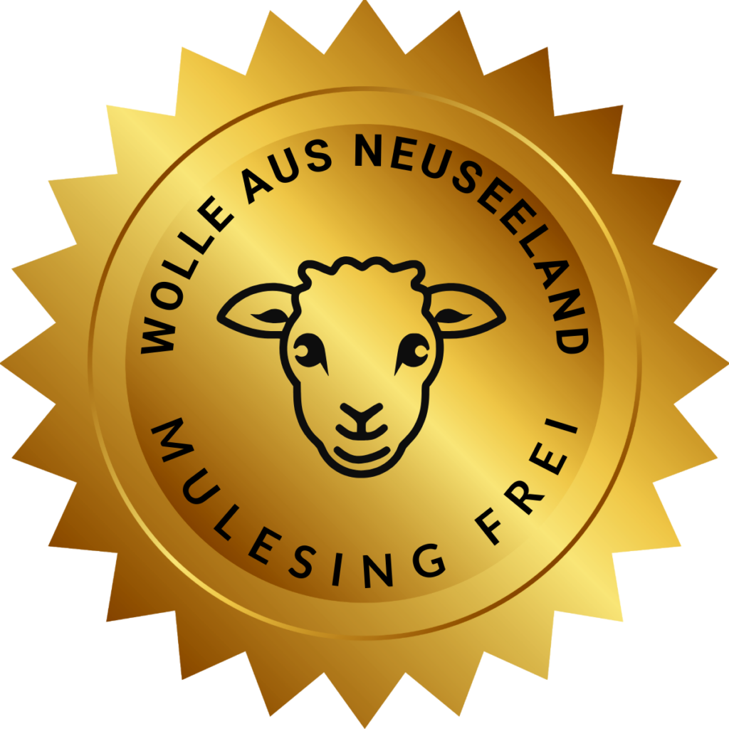 Produktlabel Wolle aus Neuseeland - Mulesing frei