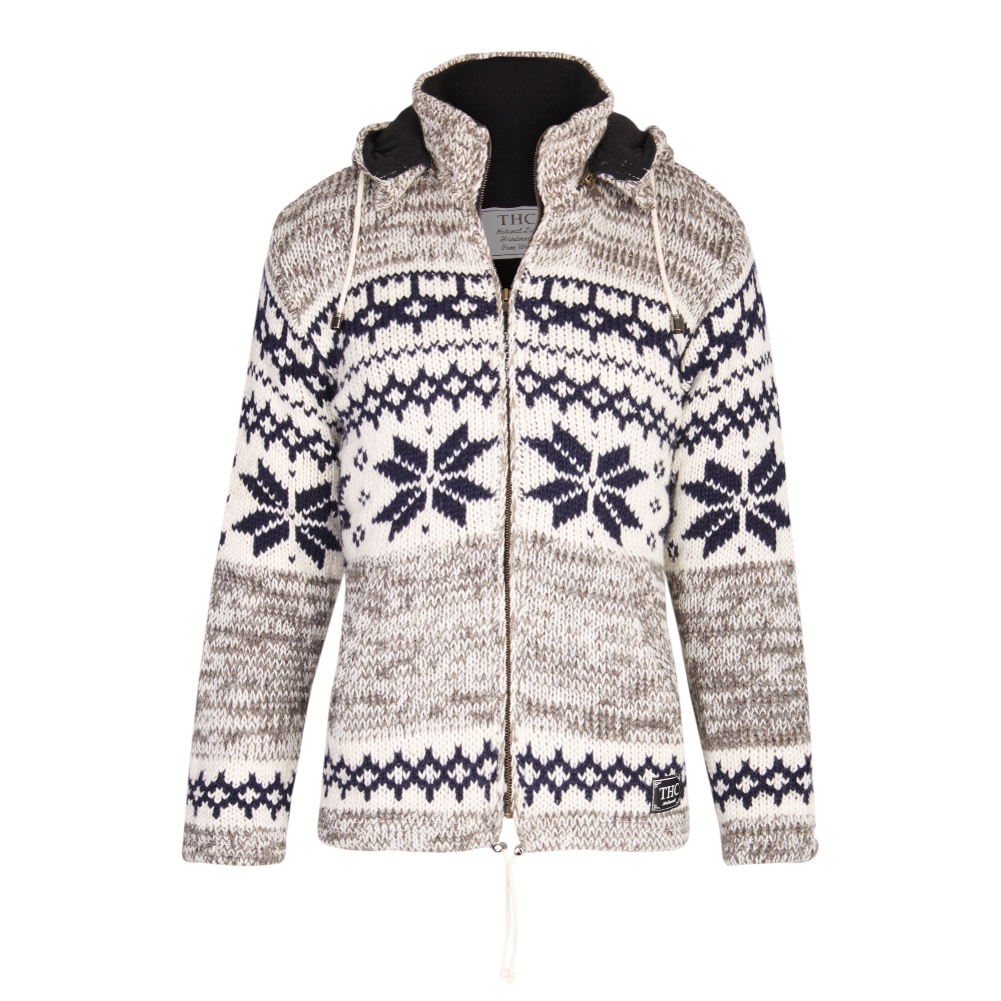 THC Schafwoll Strickjacke Norweger grau (Modell 609)