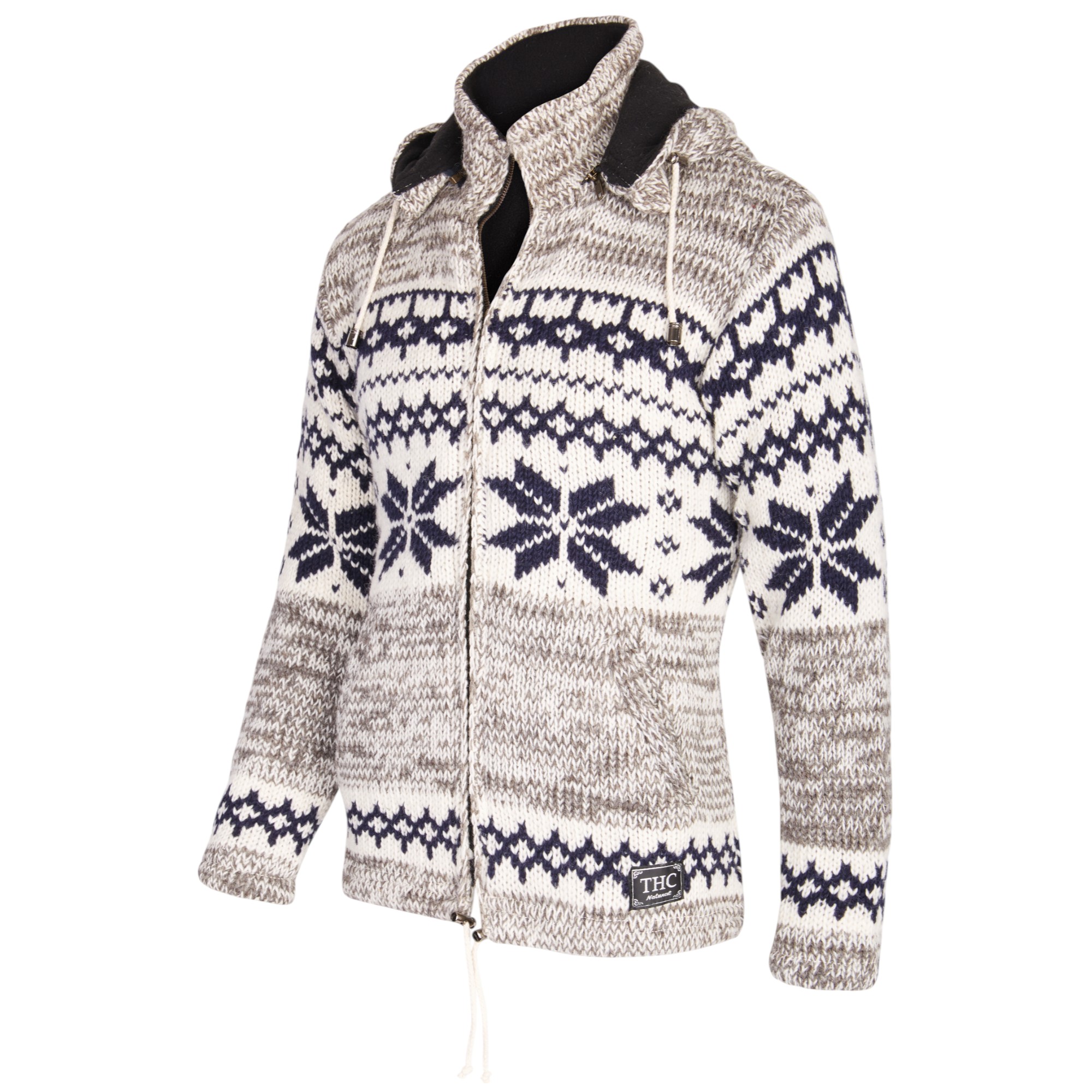 THC Schafwoll Strickjacke Norweger grau (Modell 609)