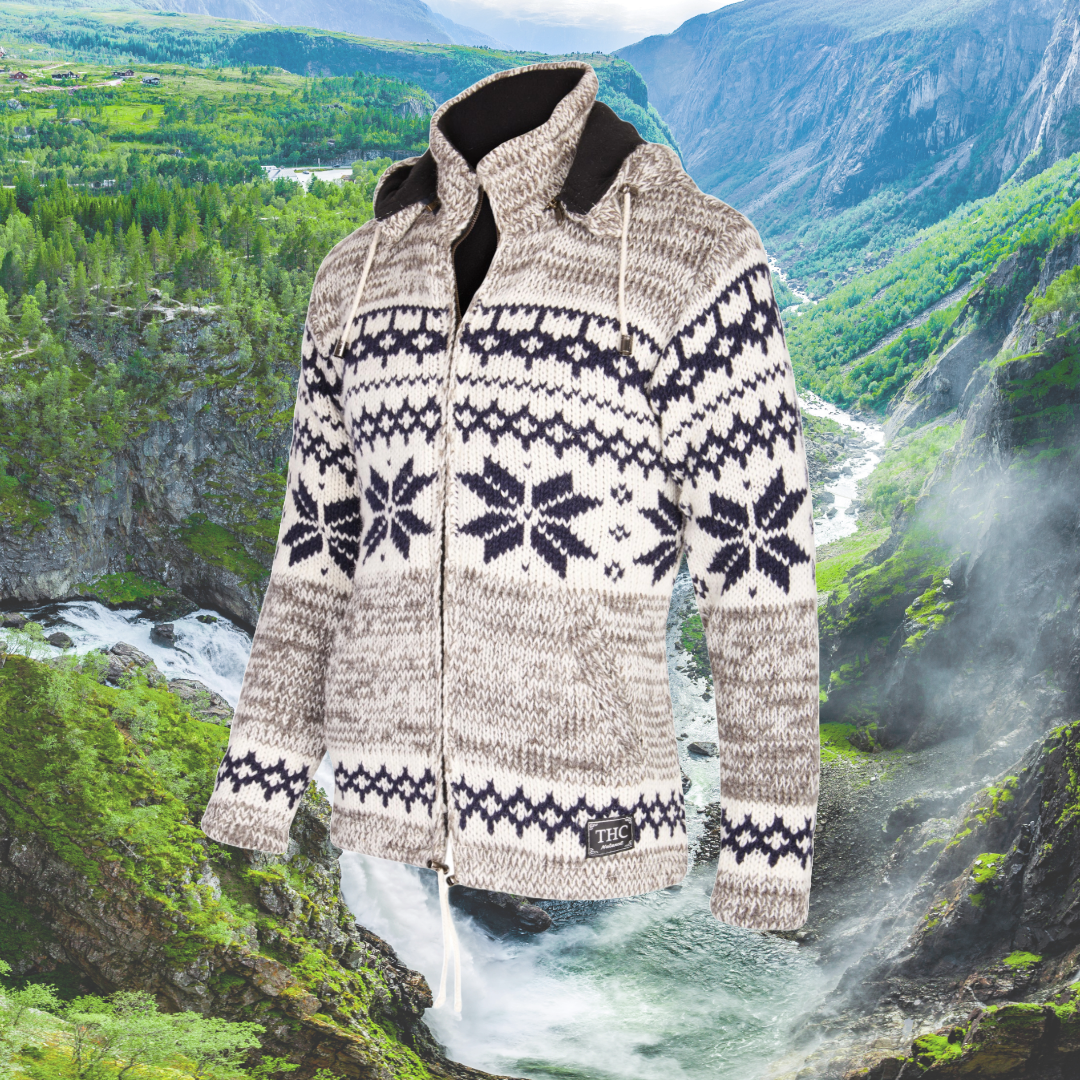 Strickjacke aus Nepal im Norwerger Muster