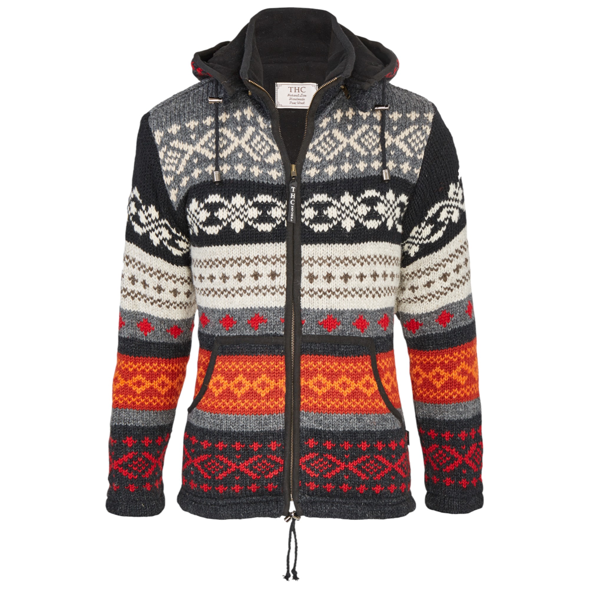 THC Schafwoll Strickjacke bunt gemustert (Modell 825)