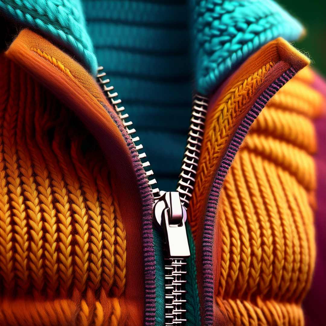 YKK Reissverschluss an einer Wolljacke