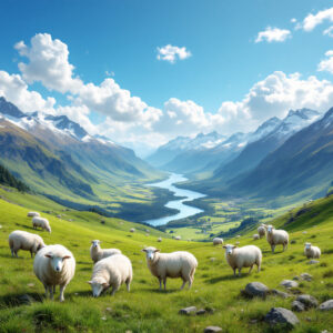 Schafe auf einer Weide in Neuseeland 