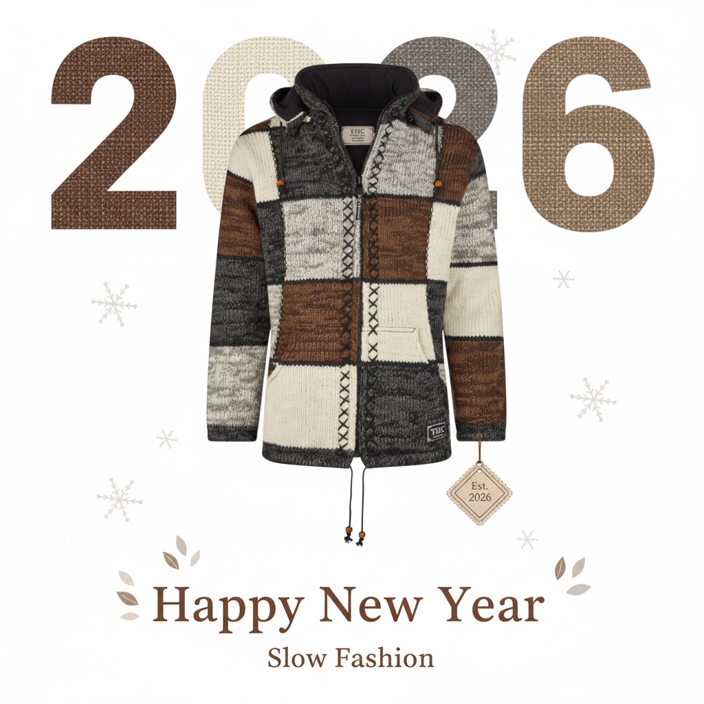 THC Jacke 813 kariert braun als Beitragsbild in Szene gesetzt, Neujahr