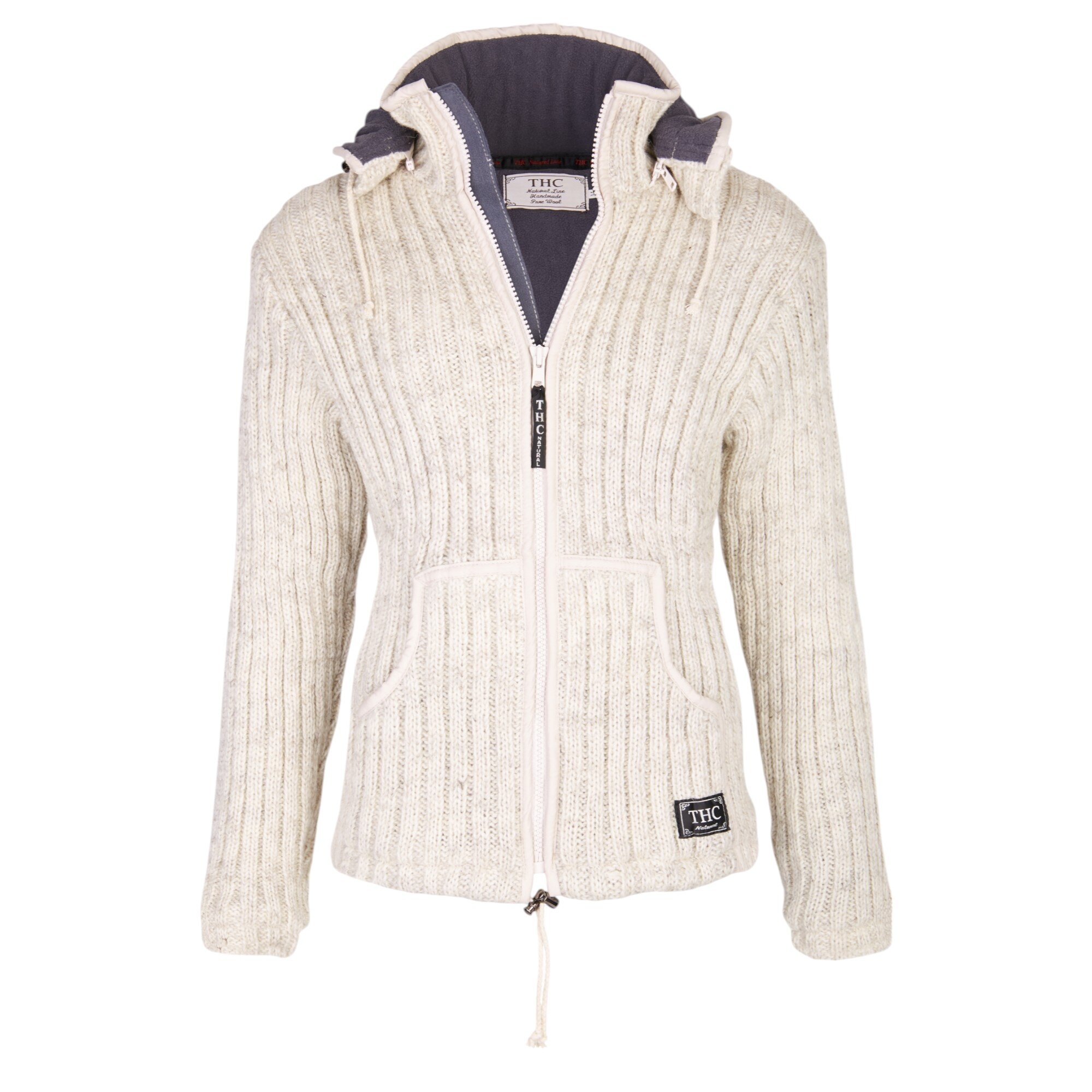 THC Schafwoll Strickjacke weiß (Modell 713) 