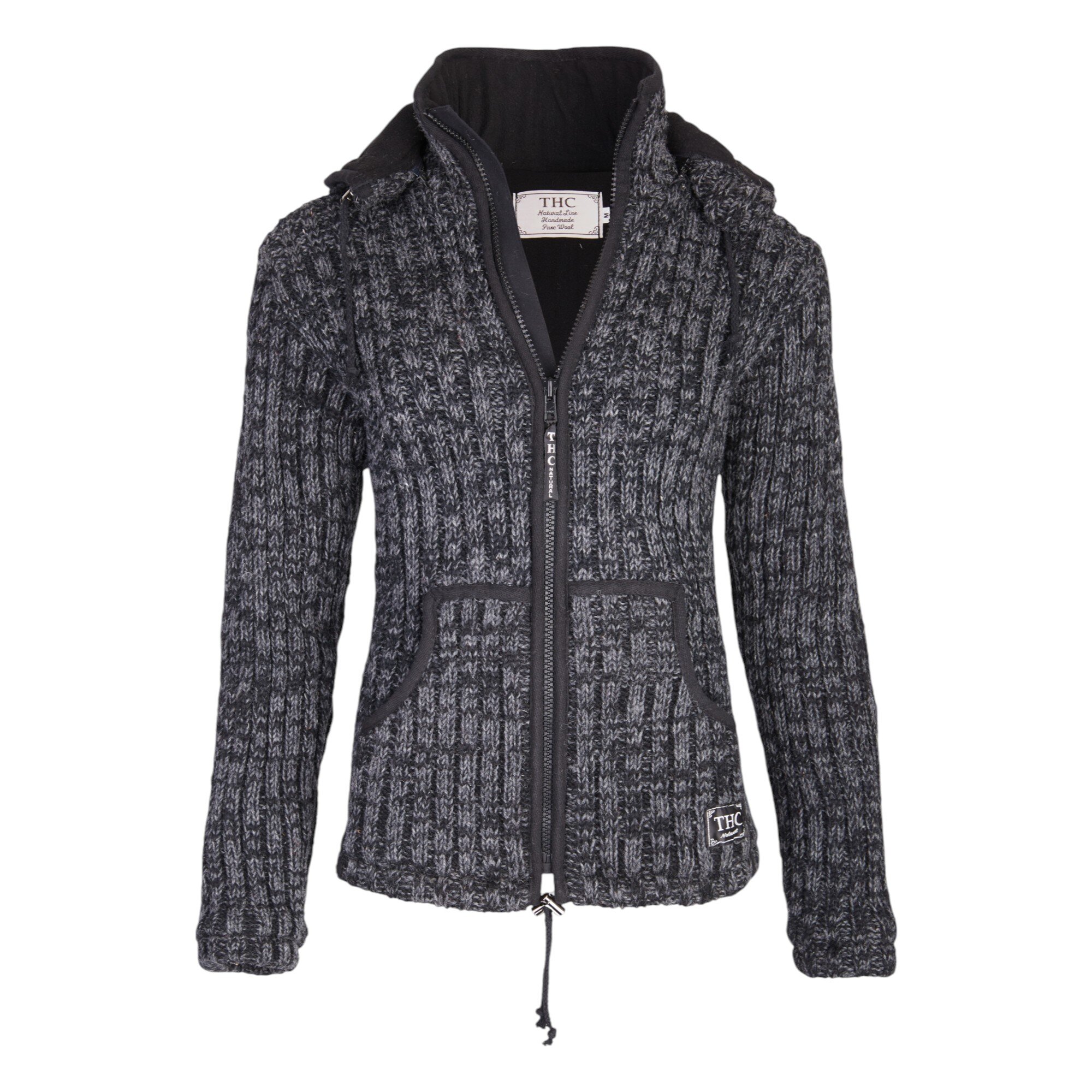 THC Schafwoll Strickjacke anthrazit (Modell 714) Wolljacke