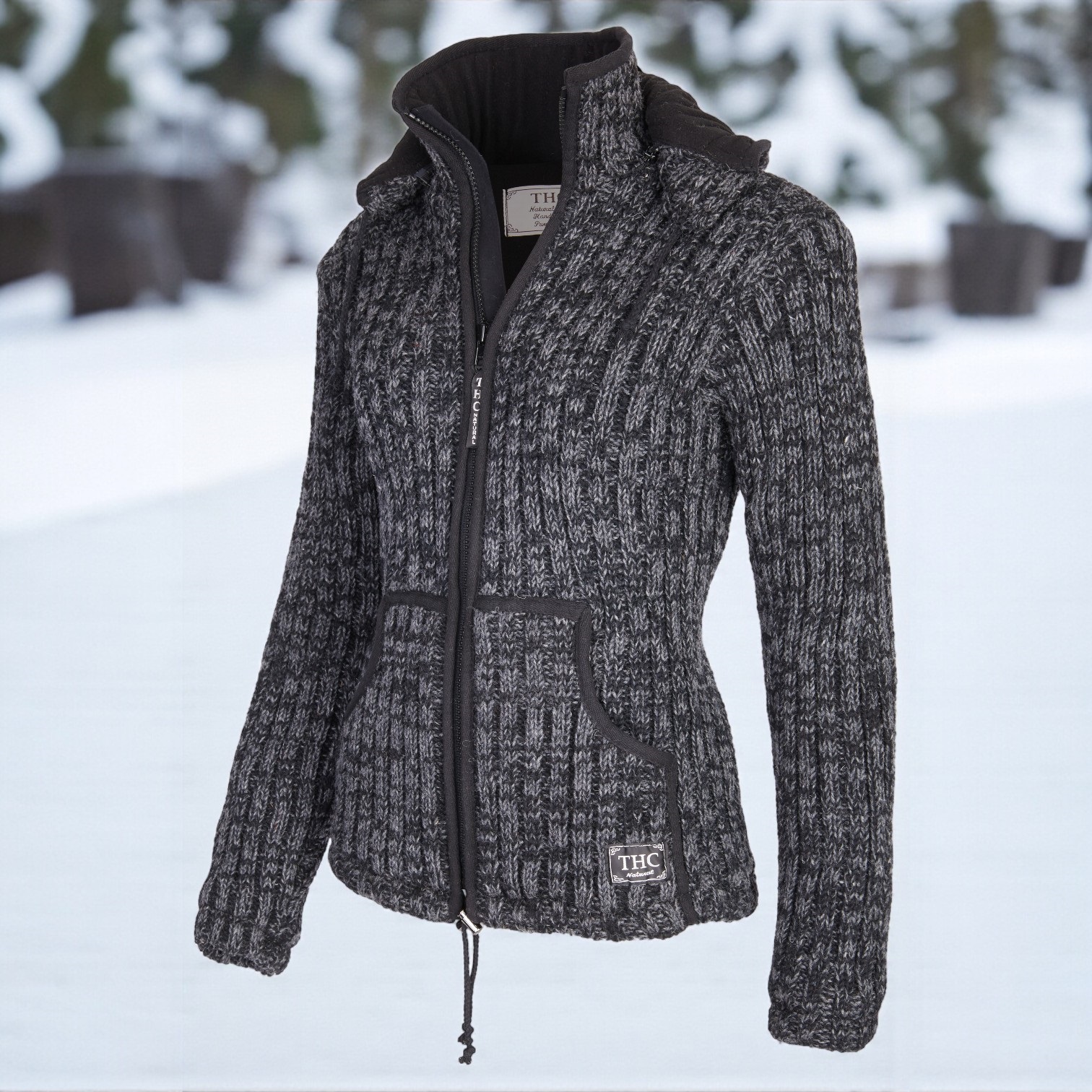 Schafwollstrickjacke anthrazit 714 5