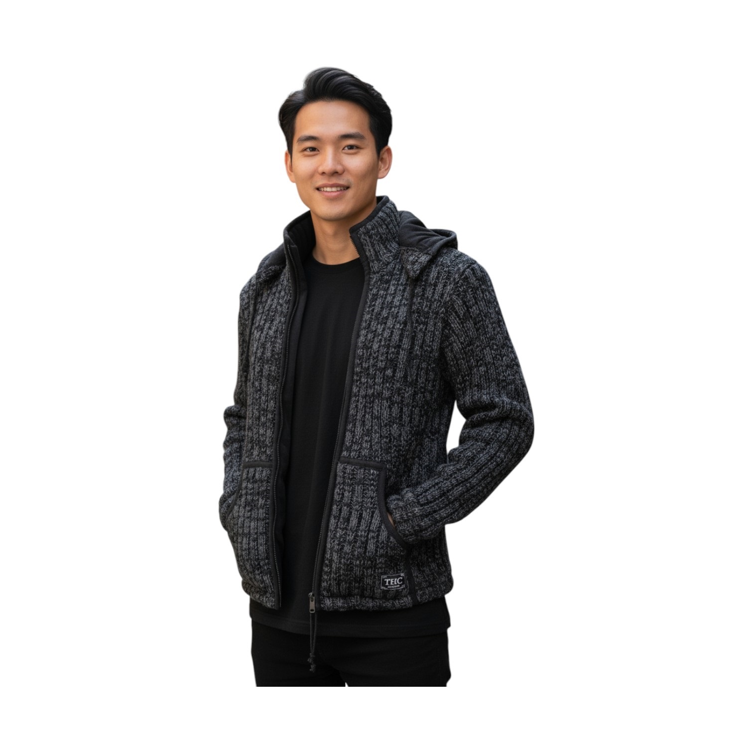 Schafwollstrickjacke anthrazit 714 6