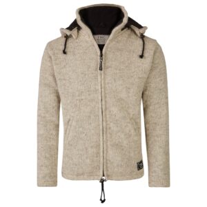THC Schafwollstrickjacke Baumwollfleece 853 weiß