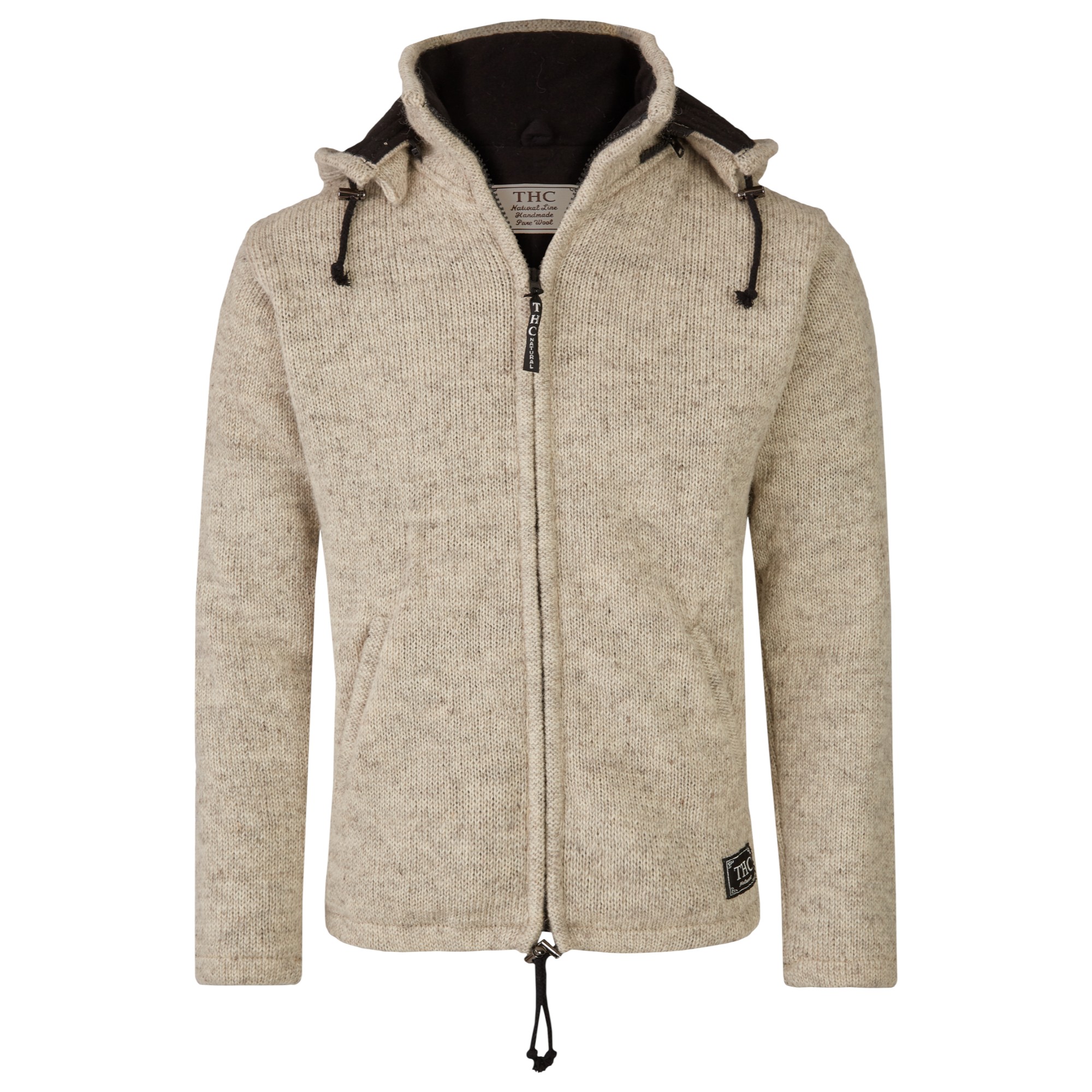 THC Schafwollstrickjacke Baumwollfleece 853 weiß