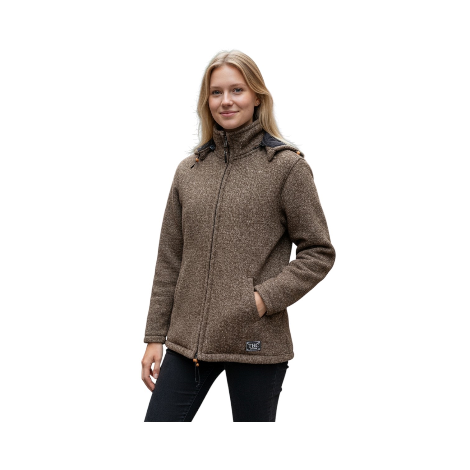 THC Schafwollstrickjacke Baumwollfutter 856 braun 7