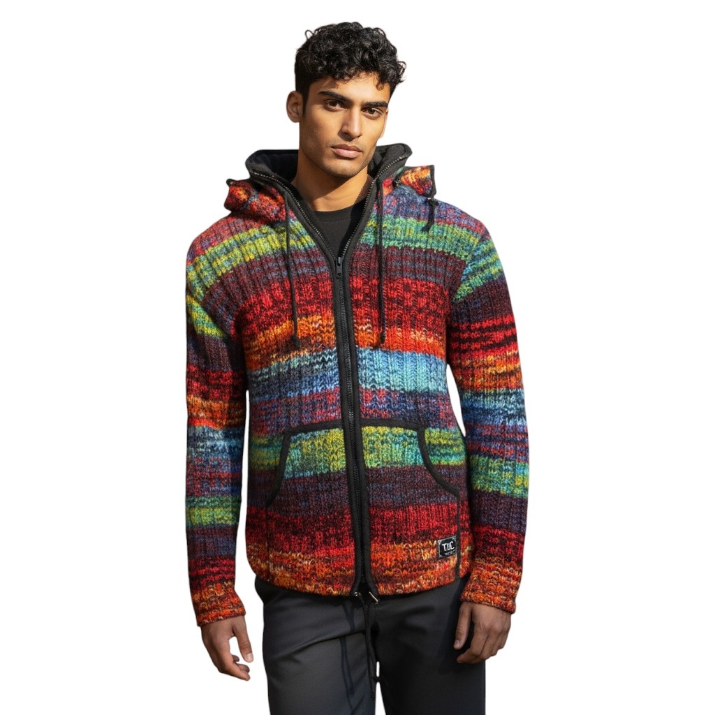 THC Schafwoll Strickjacke bunt 727 5