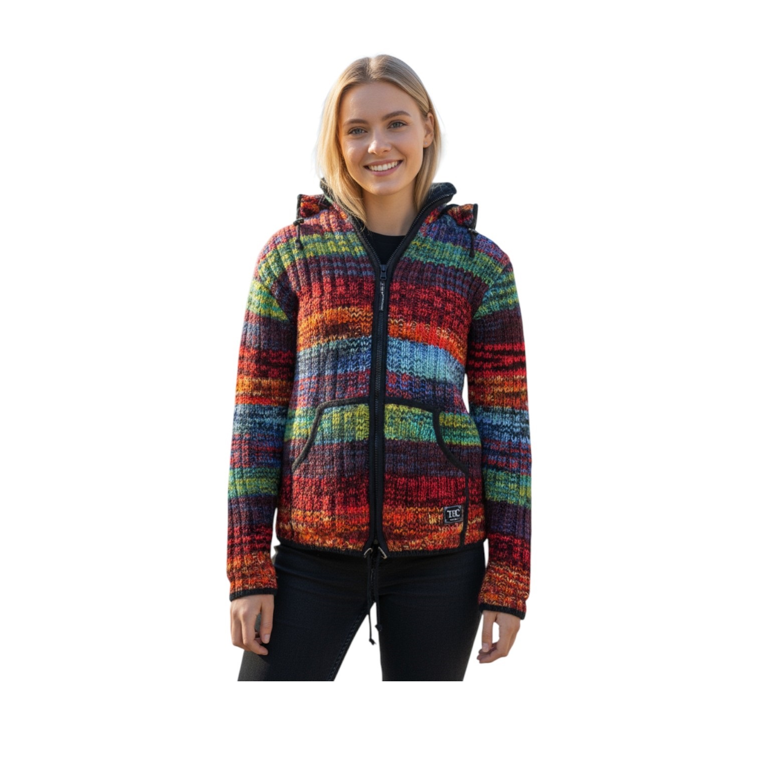 THC Schafwoll Strickjacke bunt 727 – Bild 3