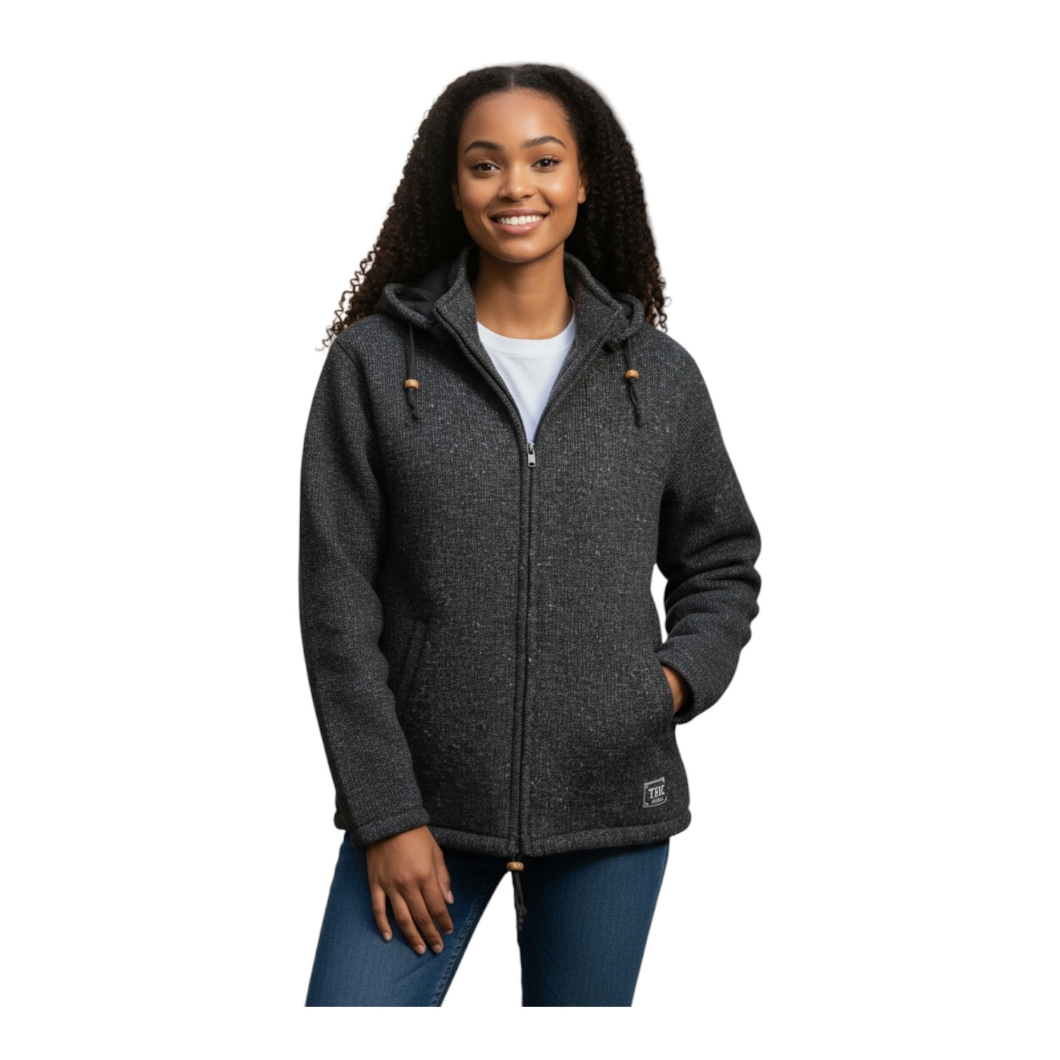 THC Schafwollstrickjacke Baumwollfutter 859 schwarz 6