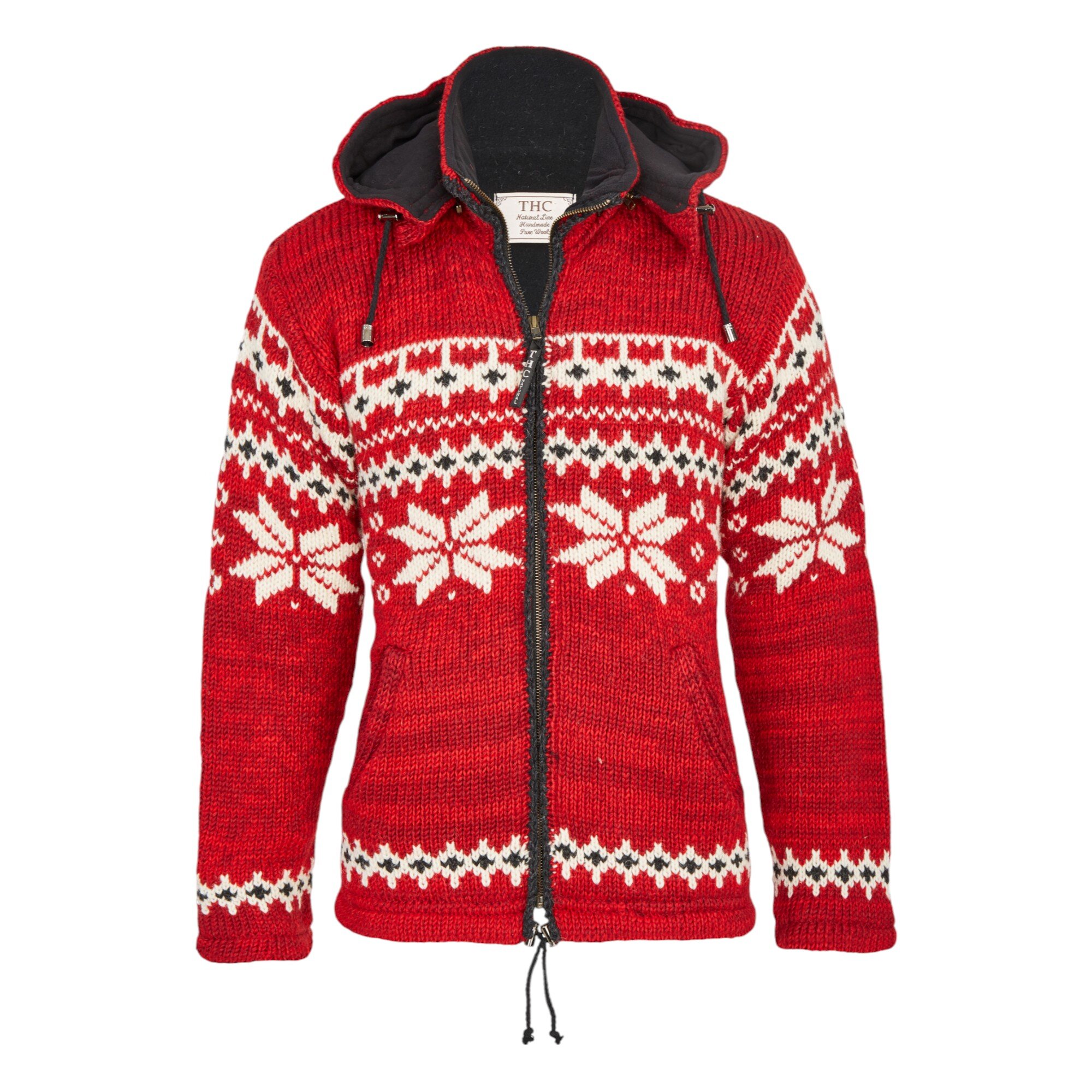 THC Schafwoll Strickjacke Norweger rot (Modell 601)