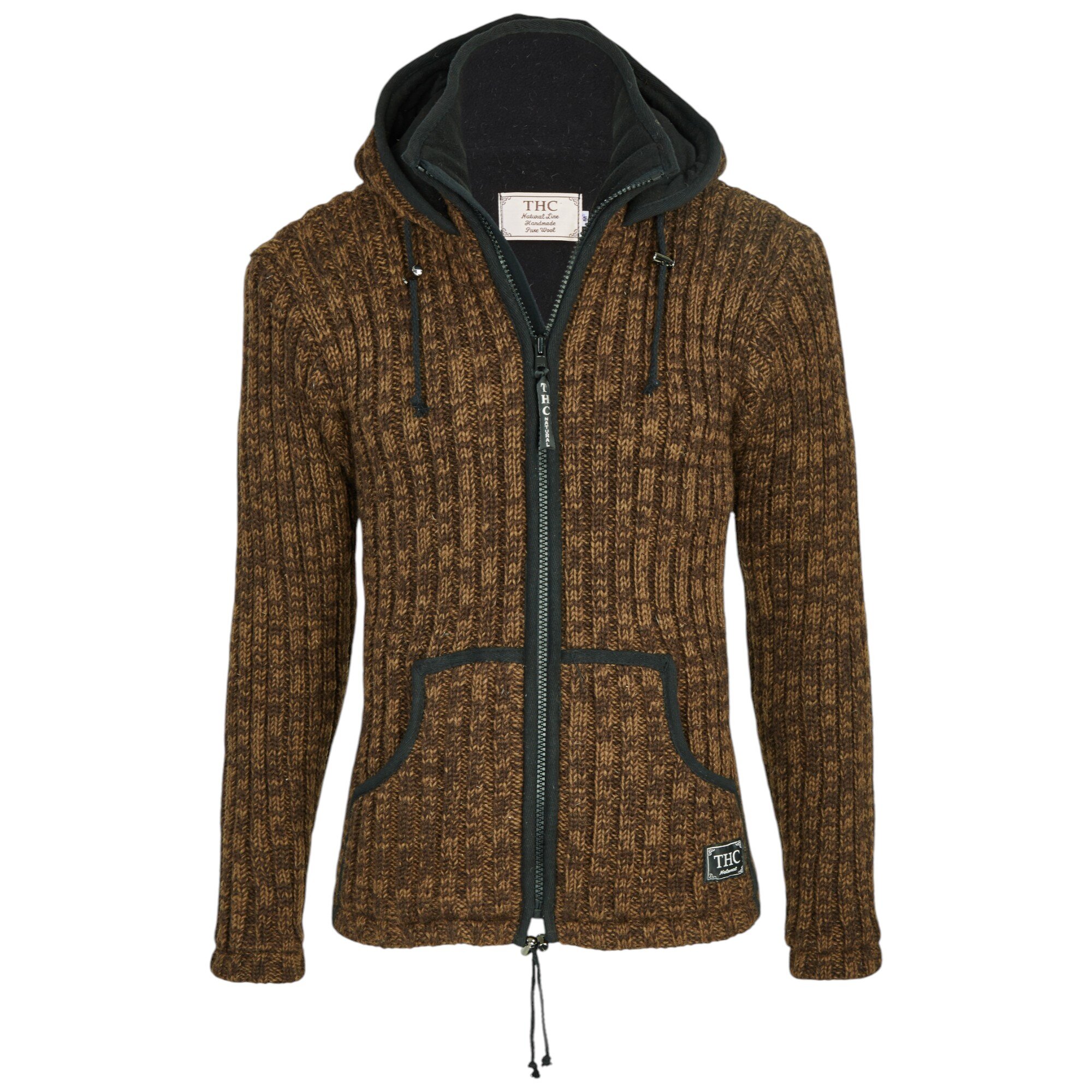 THC Schafwoll Strickjacke braun (Modell 718) 