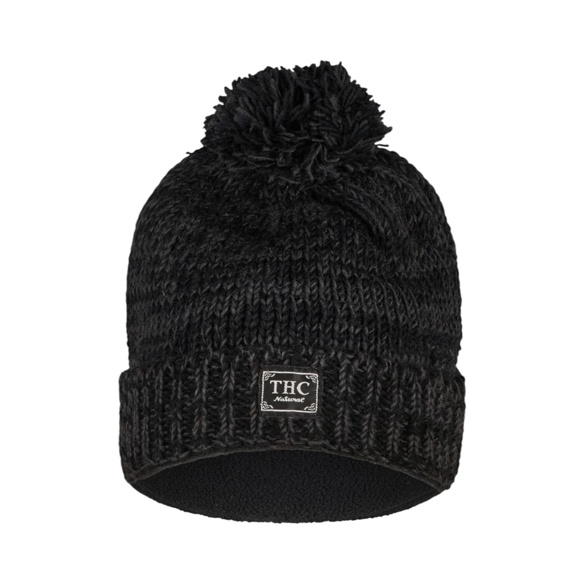 THC Schafwoll Pudelmütze 809 anthrazit
