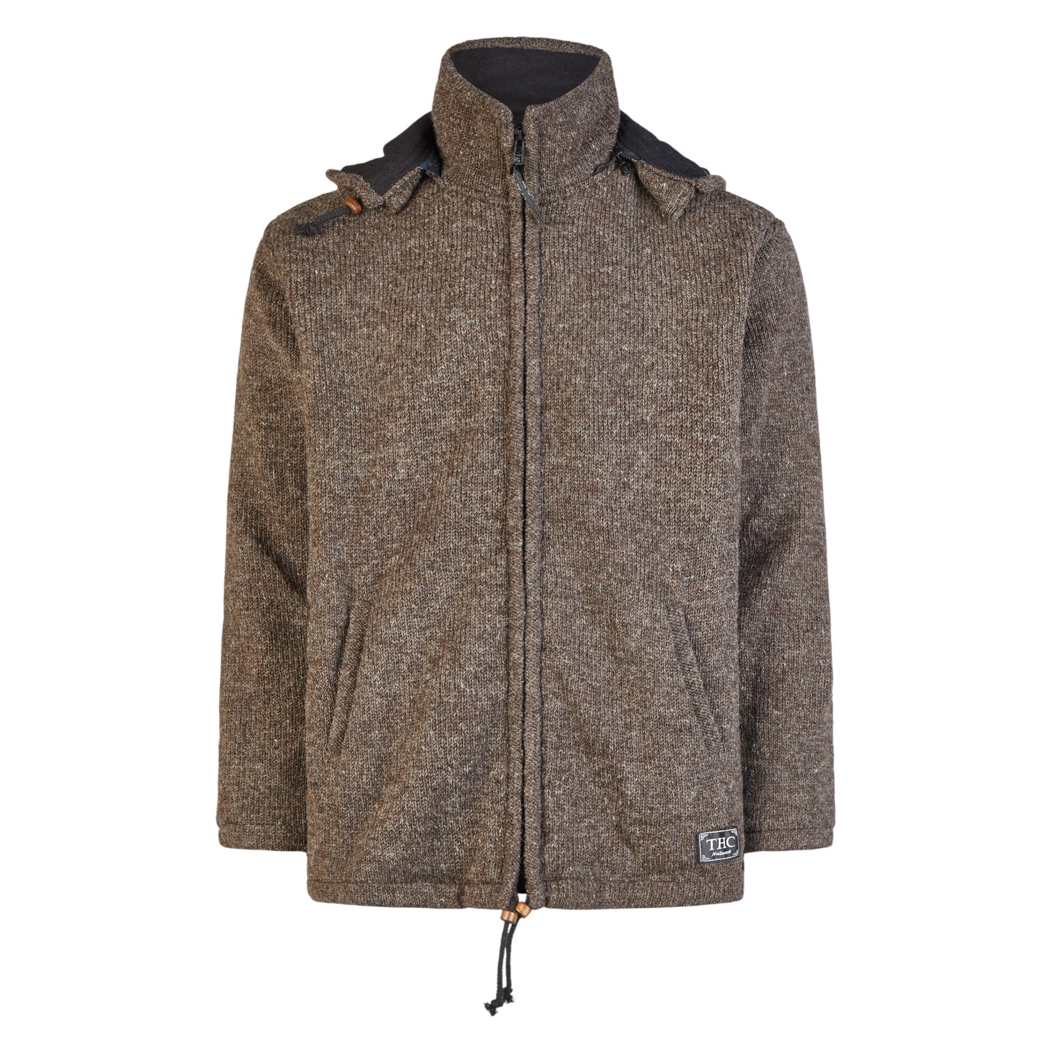 THC Schafwollstrickjacke Baumwollfutter 856 braun 1