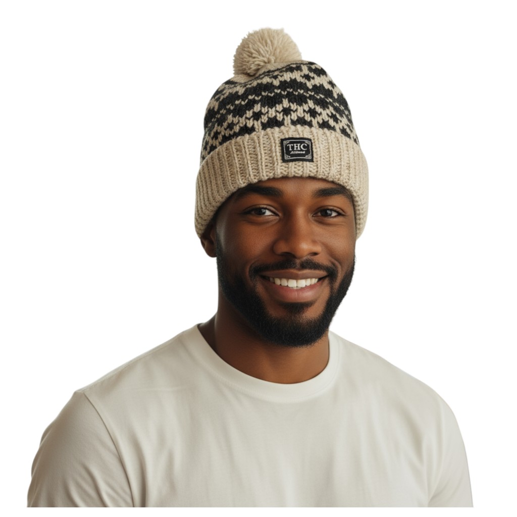 THC Schafwoll Pudelmütze 511 anthrazit weiß 4